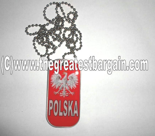 Poland/Polska ID/Dog Tag double sided with chain Necklace