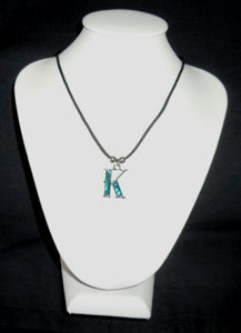 "K"  Letter "K" necklace made from Abalone Paua shell .