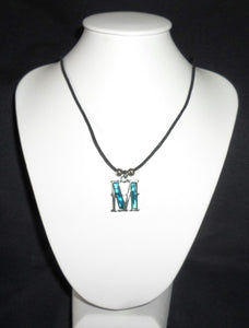 "M"  Letter "M" necklace made from Abalone Paua shell .