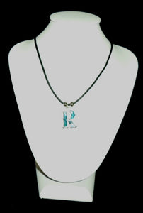 "R"  Letter "R" necklace made from Abalone Paua shell .