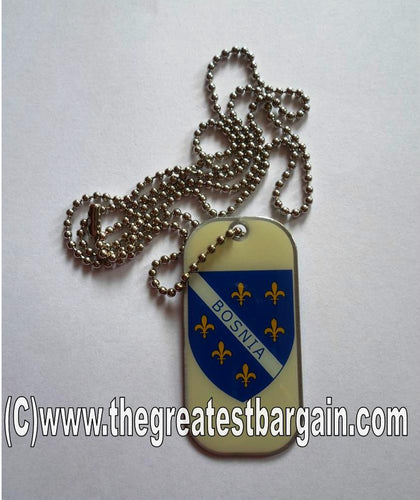Bosnia ID/Dog Tag double sided with chain Necklace
