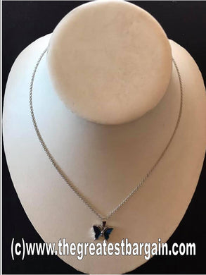 Butterfly necklace made from Abalone Paua shell and Zinc Alloy .