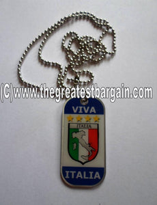 Italy/Italia ID/Dog Tag double sided with chain Necklace