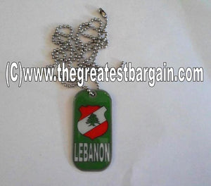 Lebanon ID/Dog Tag double sided with chain Necklace-Green
