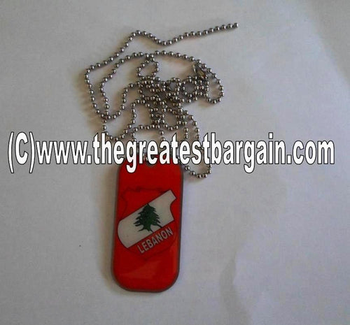 Lebanon ID/Dog Tag double sided with chain Necklace-Red