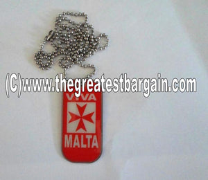 Malta ID/Dog Tag double sided with chain Necklace-Red
