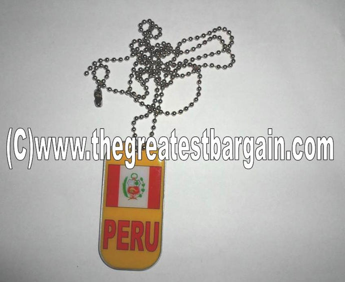 Peru ID/Dog Tag double sided with chain Necklace