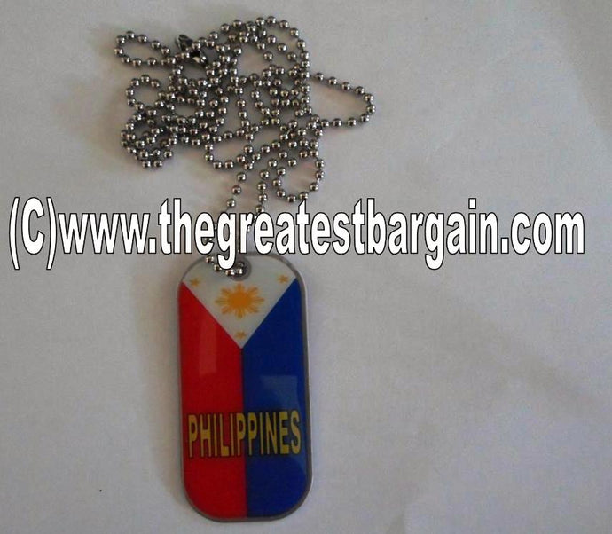 Philippines ID/Dog Tag double sided with chain Necklace