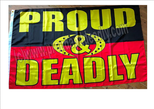 Proud and Deadly Flag 90 cm down and 150 cm across