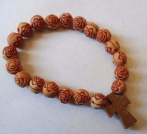 Holy Cross Good Luck/Religious bracelet.1 size fits all.Unisex.Ropes.Rose Beads