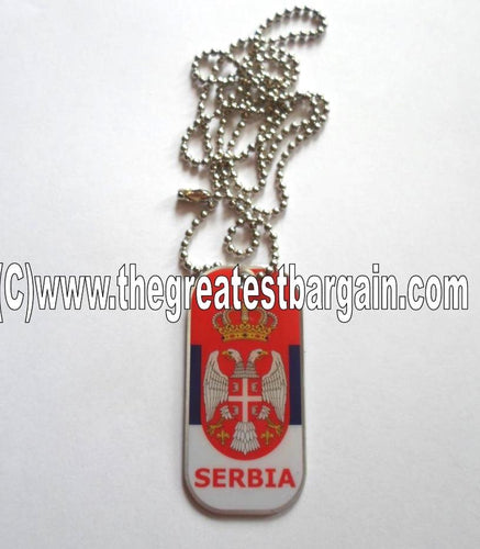 Serbia FLAG ID/Dog Tag double sided with chain Necklace