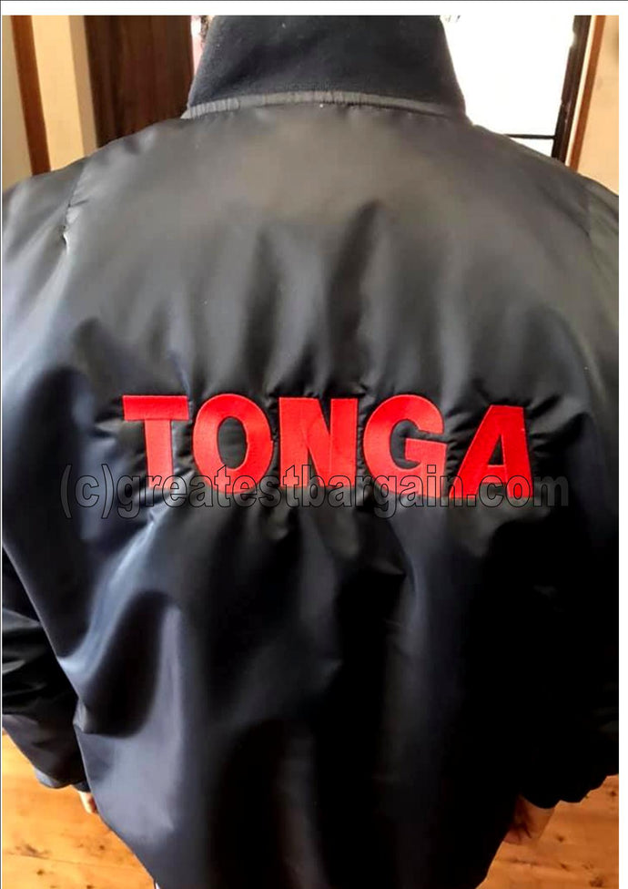 Tonga Tongan Flag Waterproof Bomber Mens' Size Medium or Large Jacket.