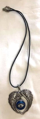 Evil eye with wings necklace.